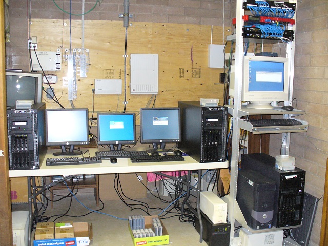 Free Standing Equipment Rack and Servers on Bench