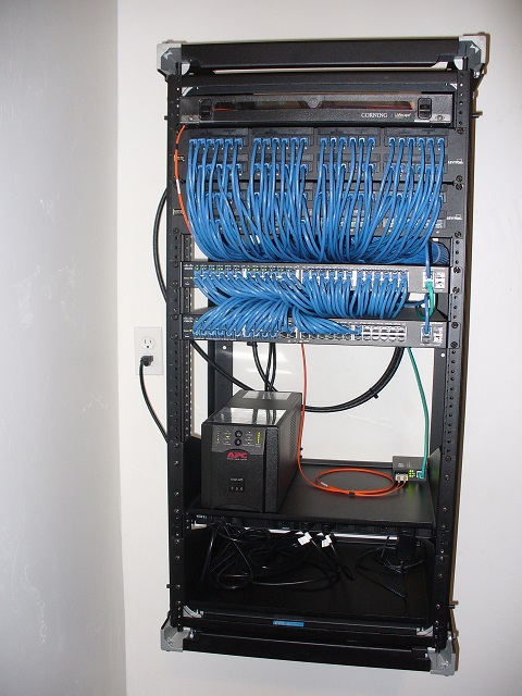 Wall Mounted Equipment Rack with Network Equipment